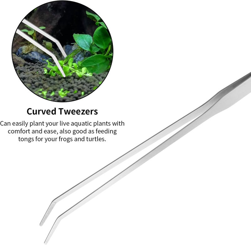 Ohtomber Aquascape Tools Aquarium Kit - 4PCS Terrarium Supplies Include Long Tweezers for Terrarium, Feeding Tongs, Aquarium Scissors, Algae Scraper for Fish Tank Cleaning Plant Trimming - Image 5